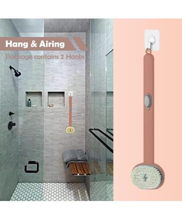 Pink Long Handle Back Scrubber for Shower with Soap Dispenser - Exfoliating Bath Brush 14in - Buy Online on GoSupps.com