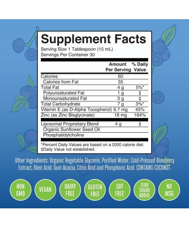 Immune Support Liquid Zinc Supplement with Vitamin E - 15.22 Fl Oz | Vegan, Non-GMO, Gluten Free, No Sugar Added - Buy Online on GoSupps.com