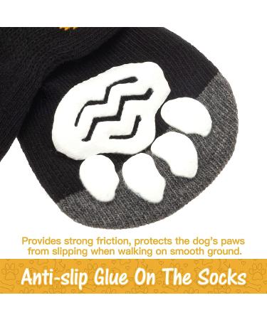 SCIROKKO Anti-Slip Dog Socks (3 Pairs) - Adjustable Pet Paw Protection with Golden Paw Pattern - Indoor Traction Control - Size L (Paw width 3.13 in) Black - Buy Online on GoSupps.com