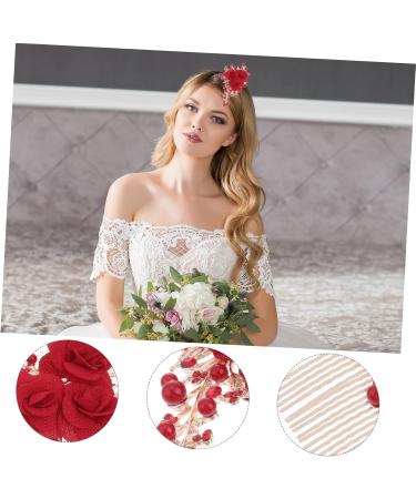 DOITOOL Red Rose Flower Hair Clip Comb Artificial Pearl Hair Comb Red Rose Hair Clip Bridal Accessories Chinese Style Hair Accessories Tiara Floral Hairpin Dress Flowers Bride - Buy Online on GoSupps.com