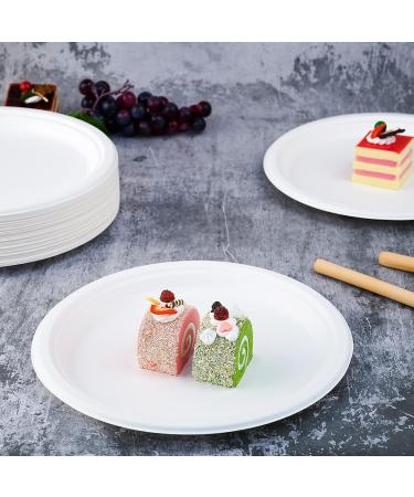 Vplus 150 Pack Compostable 10 inch Paper Plates - Biodegradable Eco-Friendly Sugarcane Plates - Super Strong & Natural - White - Buy Online on GoSupps.com