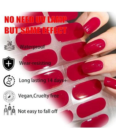 Gel Nail Strips Gel Nail Stickers 20 Stickers Gel Nail Wraps Soft Self Upgrade Full-Cured Gel Nail Strips Adhesive Gel Nail Stickers Salon Lasting for 15 Days Gel Nail Strips No Need UV/LED Lamp (Red) - Buy Online on GoSupps.com
