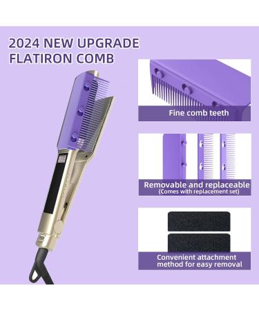 Flat Iron Comb Attachment Clip On - Portable Hair Straightener Brush & Professional Styling Tool (Purple) | Shop Internationally - Buy Online on GoSupps.com