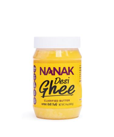 Nanak Desi Ghee Clarified Butter - Premium Quality, Keto Friendly, Certified Paleo, Lactose-Free, Source of Vitamins A & D Great Alternative for Butter Suitable for Cooking (14 oz) 14 Ounce (Pack of 1)