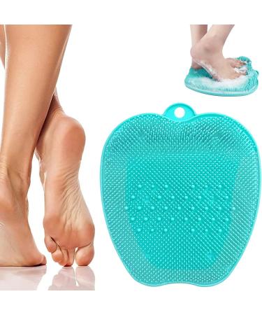 Shower foot massage device cleaner-non-slip massage pad with suction cups-cleans peel does not bend improves foot circulation relieves tiredness and pain (green)