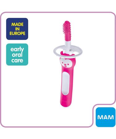 MAM Massaging Toothbrush and Gum Cleaner Girl 3+ Months (1-Count) MAM Baby Toothbrush the Ideal Toothbrush for Baby Girl Baby Essentials Pink - Buy Online on GoSupps.com