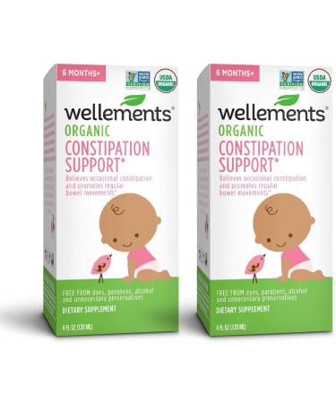 Wellements Organic Baby Constipation Support, Free from Dyes, Parabens, Preservatives-Packaging May Vary, 4 Fl Oz (Pack of 2), 8 Fl Oz Baby Constipation Support 4 Fl Oz (Pack of 2)