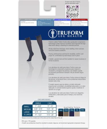 Truform Women's Fit Compression Socks - Rib Knit Pattern 15-20 mmHg Black Medium Pack of 2 - Best for Circulation & Comfort - Buy Online on GoSupps.com