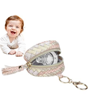 Povanjer Leather Pacifier Case - Durable Pacifier Holder for Diaper Bag | 3.9 Inch Diameter Holds 2 Pacifiers - Stylish & Functional - Buy Online on GoSupps.com