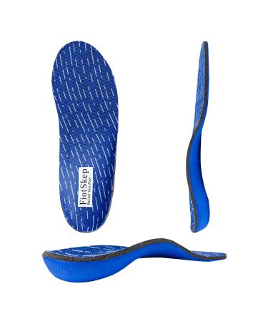 Powerful Original High Arch Memory Foam Shock Absorption Orthotics Plantar Fasciitis Over-Pronation Inserts Relieve Foot Back Hip Leg and Knee Pain  Improve Balance Alignment Me12-12.5/Women14-14.5 Blue