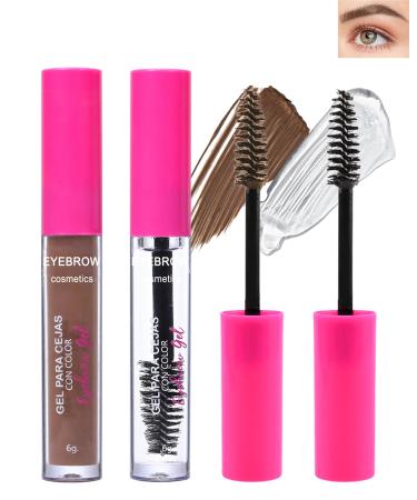 Waterproof Eyebrow Gel Set Thickening Tinted Brow Mascara Gel & Clear Setting Brow Glue Eyebrow Filler Fast Sculpt Brow Freeze Gel Long-Lasting Transfer-Proof Eyebrow Makeup for Women-01# Taupe