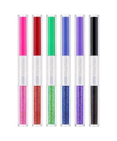 JPSDOWS Colorful Eyeliner Rainbow Liquid Eyeliner Set of 6 Colors - Colorful Neon Eyeliner Pencil Pigmented Waterproof Smudge-proof Long-Lasting Gel Eyeliner Makeup Gift Kit for Women