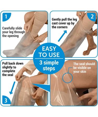 Waterproof Cast Cover Leg Reusable 2pk Protector for Shower - Adult Knee/Ankle/Foot - Half Leg - Buy Online on GoSupps.com