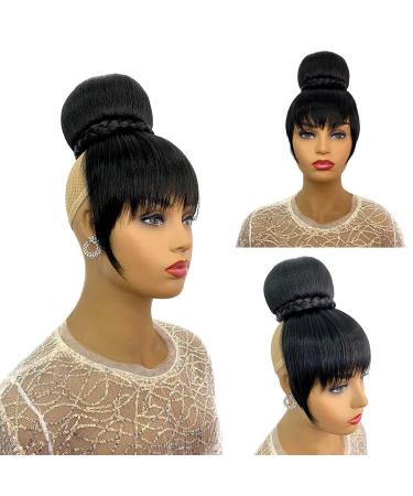 VAVANGA Hair Bun and Bang Set - Synthetic Quick Bun N Bang Clip for Black Women (#1B J072) - BUN-4 BANGs-10 - China Bang Hair Piece - Buy Online on GoSupps.com