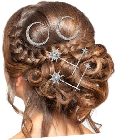 minkissy 2 Sets Silver Star Hair Clips Snowflake Star Hair Clip Star Hair Accessories Moon Hair Accessories Silver Star Hair Pins Hair Jewelry Moon Hair Clip Hairpin Vintage Alloy - Buy Online on GoSupps.com