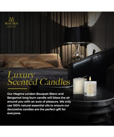 Magma London Bouquet Blanc and Bergamot Vegan Wax Candle - 50 Hours Burn Time | Long Lasting Fragrance - 38cl - Buy Online on GoSupps.com