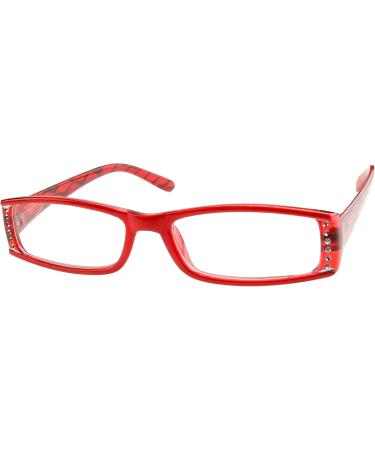 Stylish Designer Reading Glasses for Women - Red Glossy with Rhinestones Spring Hinge Multiple Diopter Options 1.0 to 3.0 - Buy Online on GoSupps.com