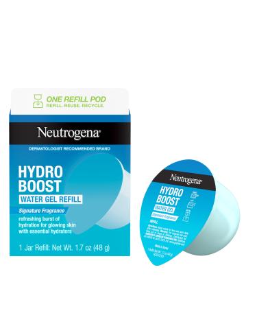 Neutrogena Hydro Boost Water Gel Face Moisturizer with Hyaluronic Acid for a Refreshing Burst of Hydration & Glowing Skin Signature Fragrance Refillable Jar + Refill Pod 1.7 oz Each Refill Pod 0.85 Ounce (Pack of 2)