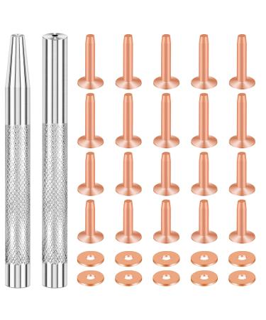 SelfTek 20Pack Copper Rivets and Burrs (14mm and 19mm) with 2Pcs Punch Rivet Tool for Belts Bags Collars Leather-Crafting Bracelets - Buy Online on GoSupps.com