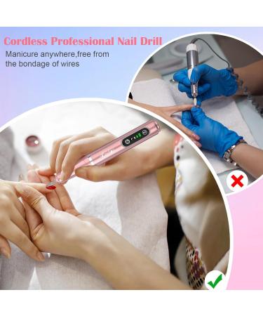 Kredioo Electric Nail Drill for Acrylic Gel Nails - 20000RPM Rechargeable Portable Manicure Set for Cuticle and Callus Removal - Cordless E File Nail Care Kit (Gold) - Buy Online on GoSupps.com