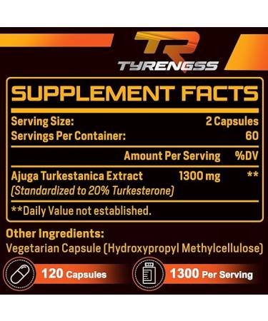 Turkesterone Supplement 1300mg High Strength - 20% Turkesterone - Athletic Performance & Muscle Mass - 120 Capsules - Buy Online on GoSupps.com