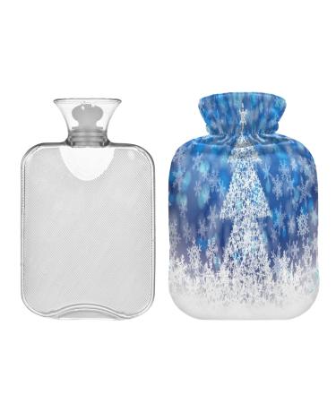 KCL Deci hot water bottle with cover Christmas tree blue snowflake 2L hot water bottle hot water bag for foot warmer pain relief heat and cold therapy cramps
