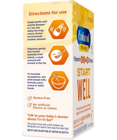Enfamil Prenatals & Baby Vitamins Tri-Vi-Sol Vitamin A, C & D Multi-Vitamin Drops for Infants 1.69 Fl Oz (Pack of 2) - Buy Online on GoSupps.com