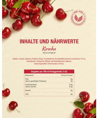 Buy Yo Sirup Cherry (6 x 700 ml) - 6L Vegan Drink No Sweeteners Colors or Preservatives - International Shipping Available - Buy Online on GoSupps.com