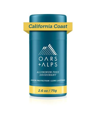 Oars + Alps Aluminum Free Deodorant for Men and Women Dermatologist Tested and Made with Clean Ingredients Vegan California Coast 1 Pack 2.6 Oz 1ct - California Coast 2.6 Ounce (Pack of 1)