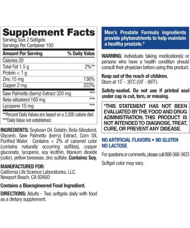 Nature's Wonder Men's Prostate Formula with Saw Palmetto Beta-Sitosterol & Lycopene - 200 Softgels - Buy Online on GoSupps.com