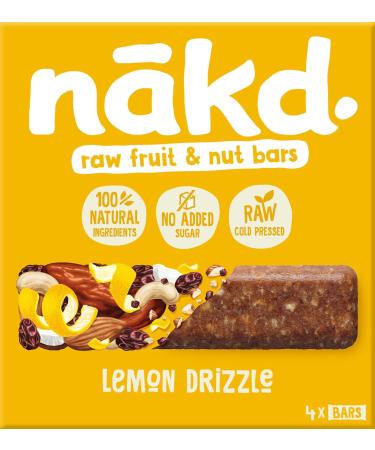 Nakd Lemon Drizzle Fruit & Nut Bars (48x35g) - Vegan, Gluten-Free, Healthy Snack - Buy Online on GoSupps.com