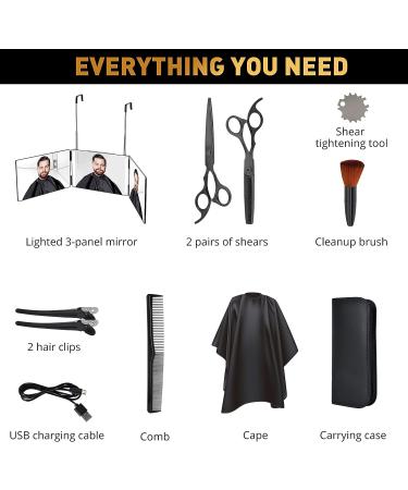 KKOCH BEAUTY 3 Way Mirror with LED Lights - Haircutting Kit and Makeup Mirror - Self Cut for Men, Women, and Kids - Buy Online on GoSupps.com