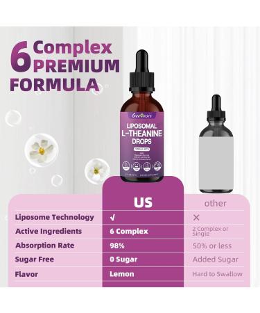 Liposomal L-Theanine with GABA Liquid Drops Theanine 400 mg Supplement for Kids & Adults with Magnesium Glycinate Chamomile Flower Vitamin E & B6 Stress Relief zzZ & Relaxation Support 2 FL OZ - Buy Online on GoSupps.com