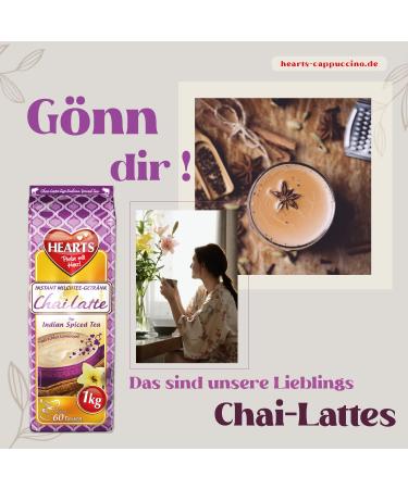 Hearts Chai Latte Powder Instant Milk Tea - Easily Soluble with Real Spices - Easy to Add Water Enough for 250 Cups - 5 x 1 kg - Buy Online on GoSupps.com