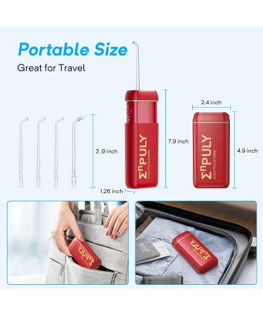 Enpuly Cordless Water Flosser for Teeth - Rechargeable Dental Oral Irrigator with 5 Jet Tips, 3 Modes, IPX8 Waterproof - Portable for Travel & Home Use (Red Gold) - Buy Online on GoSupps.com