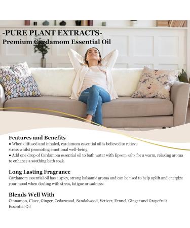 EUQEE Cardamom Essential Oil 118ml - Pure Natural Aromatherapy Oil for Diffusers and Home Humidifiers - Buy Online on GoSupps.com