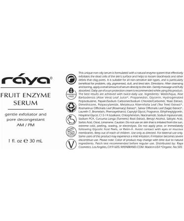 RAYA Fruit Enzyme Serum | Non-Oily Exfoliating Facial Treatment for Oily Problem & Dull Skin | Reduces Blackheads & Clears Pores - Buy Internationally - Buy Online on GoSupps.com