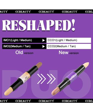 CCbeauty Cream Highlight and Contour Stick - Dual-Ended Contouring Highlighter Stick - Medium/Tan CC02 - 1 count - Buy Online on GoSupps.com