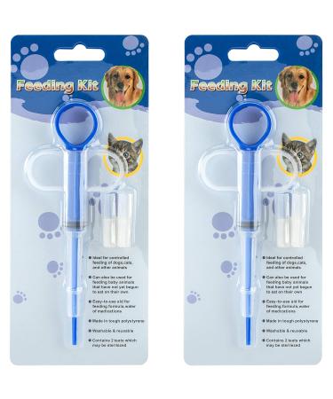 PAGOW Pet Medicine Feeder, Silicone Syringe Cat Dog Puppy Pill Dispenser Suit with Soft Tips, Pet Cat Dog Puppy Pill Tablet Versus Control Rods(Blue) 2pcs * Blue