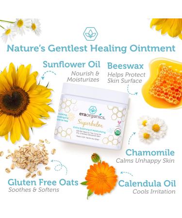 Era Organics Healing Ointment for Babies USDA Certified Organic Natural Gentle Moisturizer for Sensitive Skin Prone To Baby Eczema Cradle Cap - 4 Oz - Buy Online on GoSupps.com
