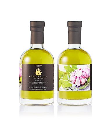 CARAVELLA FINE FOOD Caravella Fine Food Garlic Flavored Extra Virgin Olive Oil 250ml Venetian Condiment - Anticholesterol Vitamin E Antioxidants - Perfect for Watering Grills Barbecues Dressings Dips