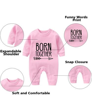 Culbutomind Baby Twins Bodysuit Set - Born Together Friends Forever Romper with Hat, Pink, BFT, 3-6 Months - Buy Online on GoSupps.com