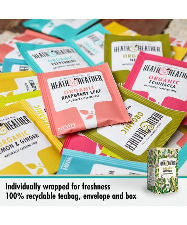 Heath & Heather Organic Peppermint Teabags Individually Wrapped Caffeine Free Herbal Tea Infusions 6 Packs of 20 (120 Tea Bags) - Buy Online on GoSupps.com