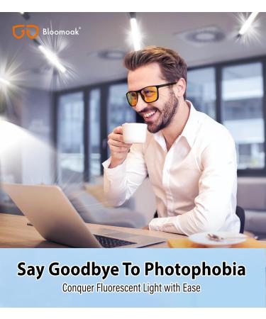 Bloomoak-99% Blue Light Blocking Glasses-Gaming Glasses-Anti Glare - Anti Fatigue-TR90 Material-Suitable for Screens Games TVs Mobile Phones Light Amber Honey - 75% - Matte Black - Buy Online on GoSupps.com