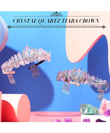 Handmade Raw Crystal Quartz Moon Crown for Women - Halloween Witch Tiara - Mermaid Crown for Festival & Rave - 2 Colors - Buy Online on GoSupps.com