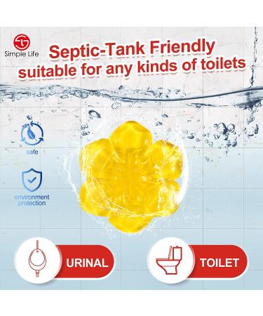 Simple Life Fresh Flower Stamp Toilet Gels Variety Pack - 32 Stamps, Pack of 4 - Limescale & Stain Removal with Air Freshening Scent - Deodorizing Clean - Blue & Yellow - Buy Online on GoSupps.com