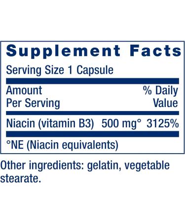 Life Extension Vitamin B3 Niacin 500mg - 100 Capsules for Energy & Metabolism - Buy Online on GoSupps.com