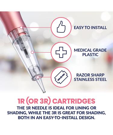 Stylia 20 Piece PMU Cartridges for Microshading Eyeliner & Eyebrows - Clear Disposable & Easy to Install - 1RL For Lining & Shading - Buy Online on GoSupps.com