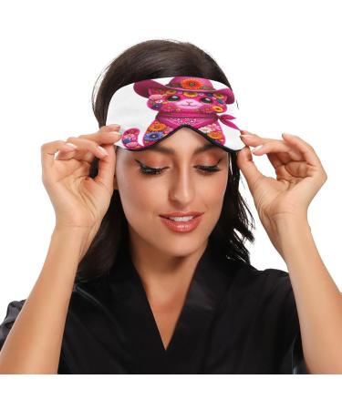 Floral Cowgirl Cat Sleep Mask | Soft Light Blocking Eye Mask for Travel Naps & Sleep - Adjustable Strap for Men & Women - Buy Online on GoSupps.com