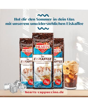 HEARTS 20 x 1kg Boxes Iced Coffee Powder Perfect for Business Customers - Summer Coffee Powder Quick Brew Ice Coffee Frappe Art Summer Drink with Fun - Buy Online on GoSupps.com